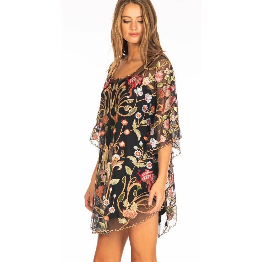 NWT- Tolani - Narissa Raven Tunic Dress- animal & floral embroidery - small